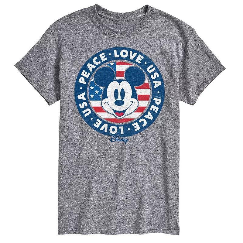 Disneys Mickey Mouse Big & Tall Peace Love USA Graphic Tee, Mens Product Image