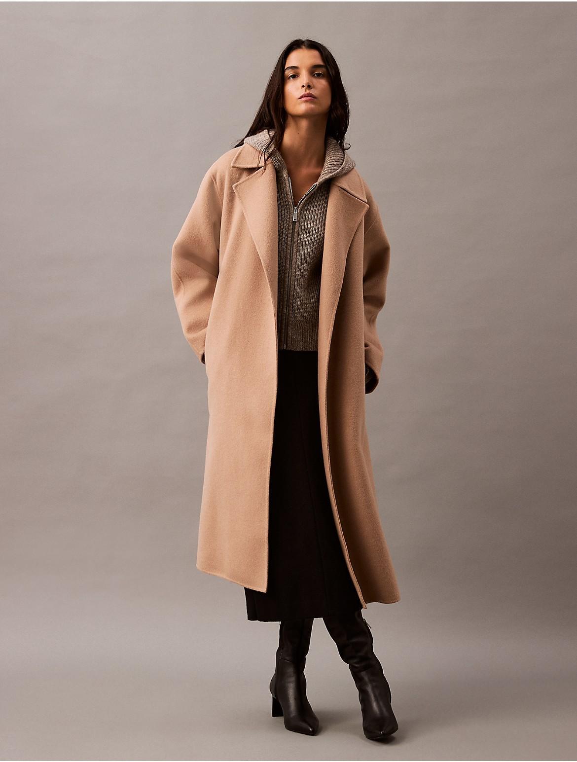 Double Faced Wool Blend Wrap Coat Product Image