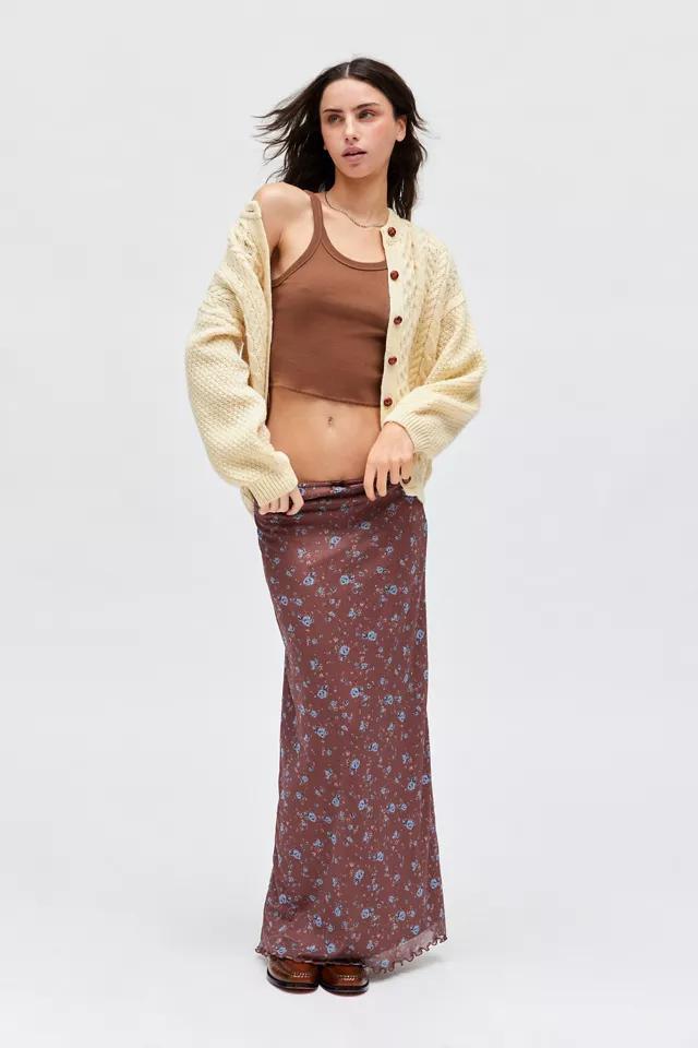 UO Floral Mesh Low Rise Column Maxi Skirt Product Image