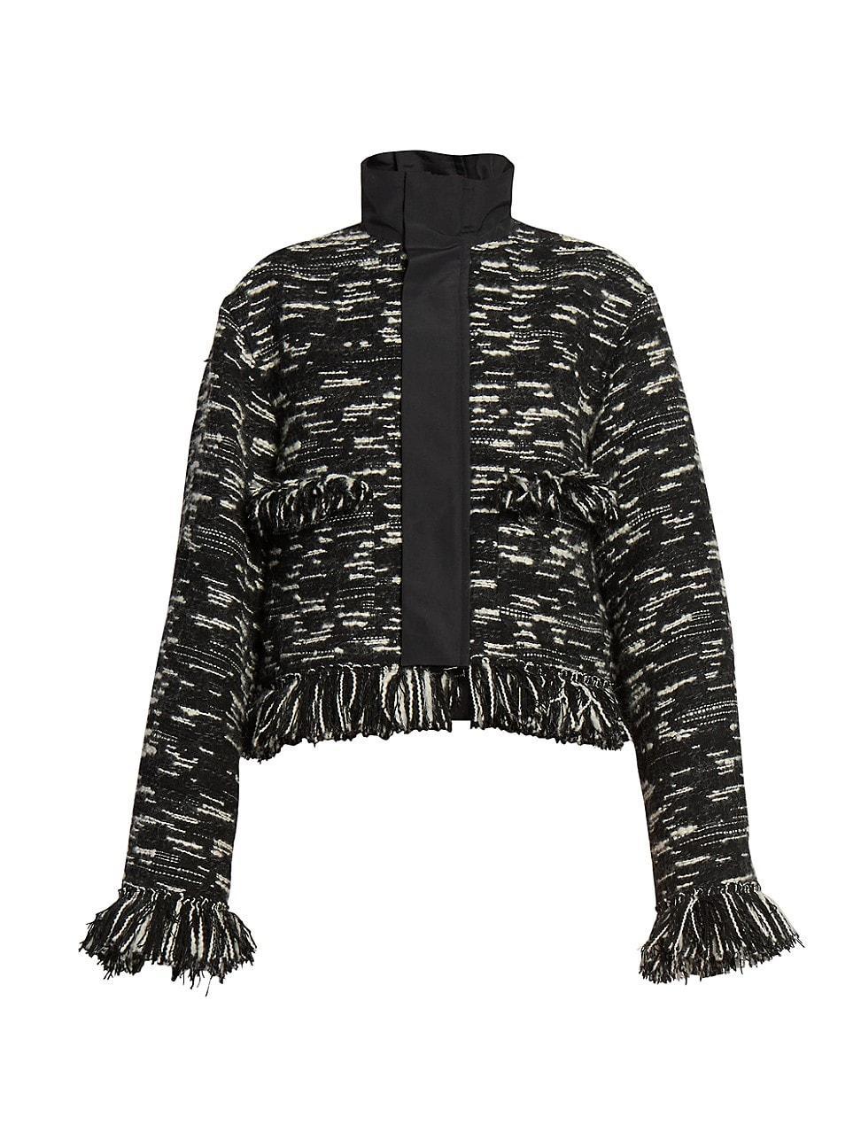 Womens Tweed Grosgrain Fringe Jacket Product Image