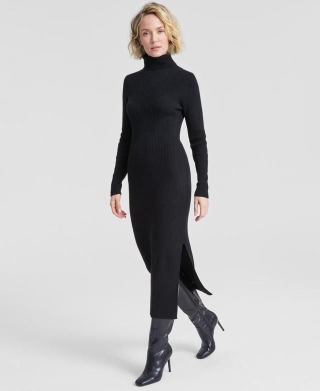 Charter Club Womens 100% Cashmere Turtleneck Midi Sweater Dress, Regular & Petites, Created for Macys Product Image