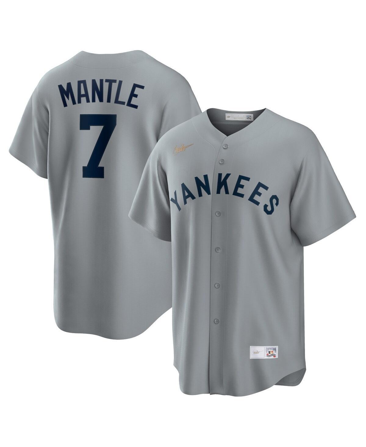 Mens Nike Mickey Mantle Gray New York Yankees Road Cooperstown Collection Player Jersey Product Image