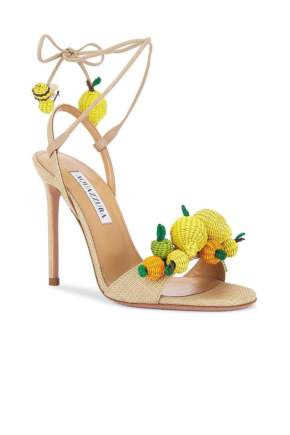 Raffia Citrus Ankle-Wrap Sandals Product Image