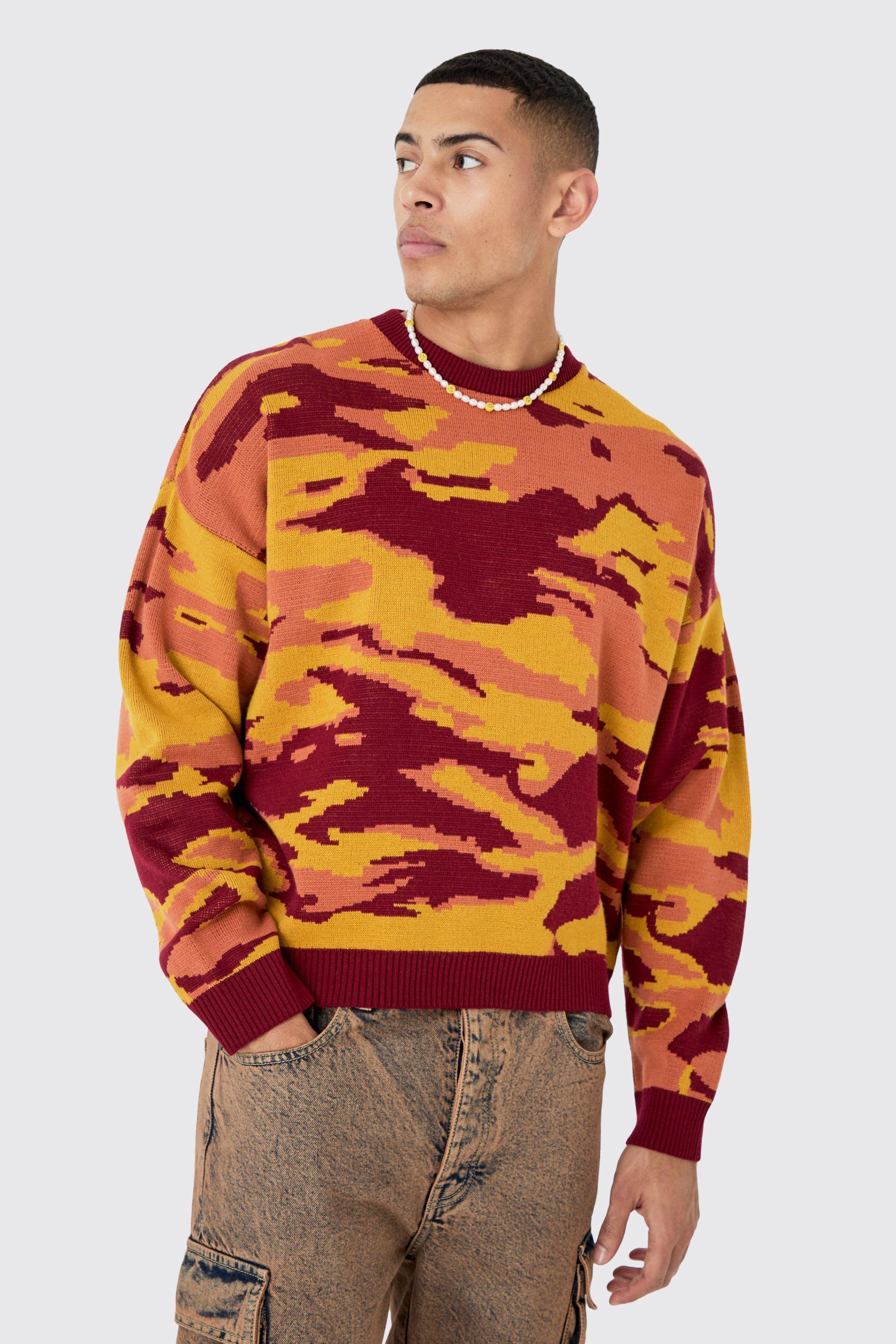 Oversized Boxy Drop Shoulder Abstract Jumper | boohooMAN USA Product Image