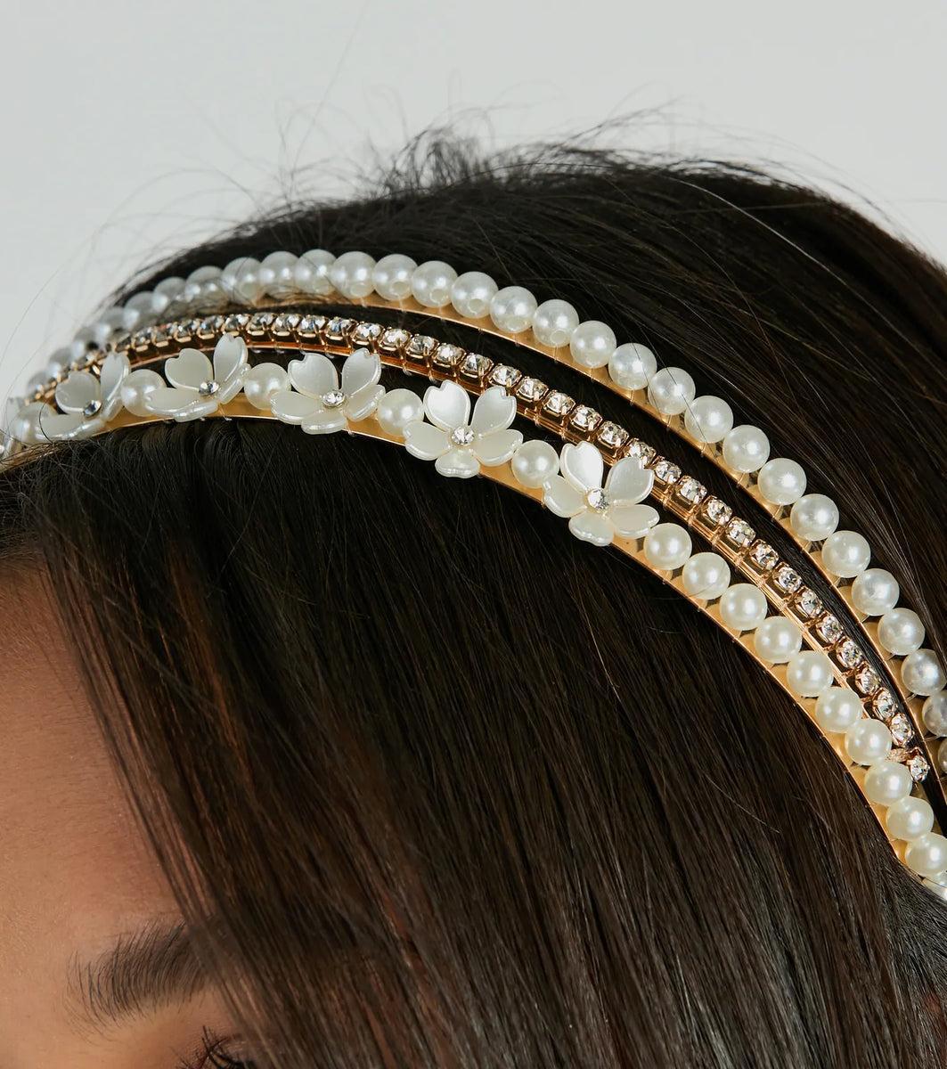 Meant To Be Pearl And Rhinestone Headband Set Product Image