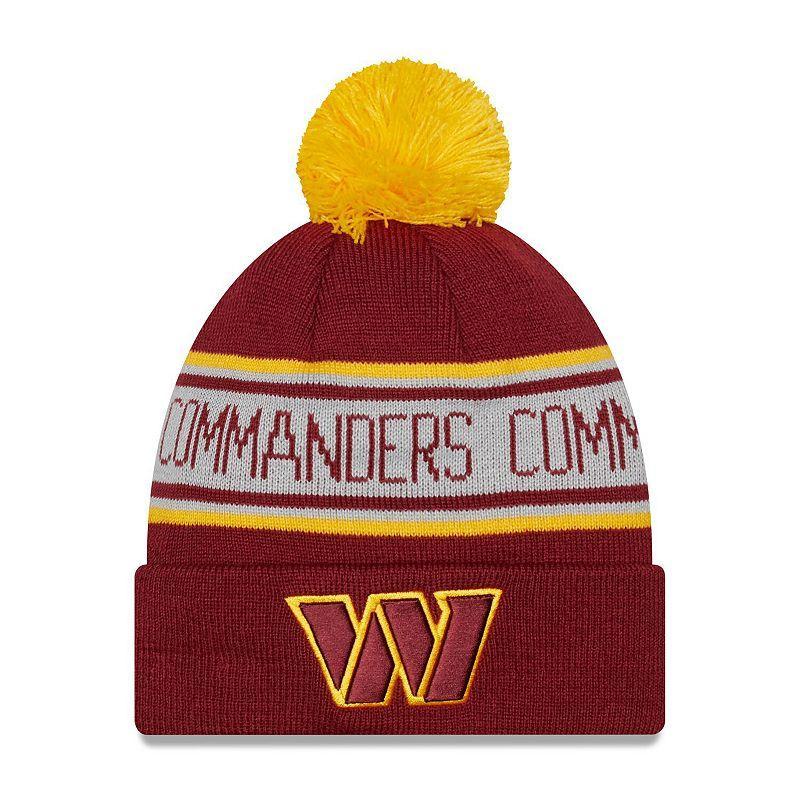 Men's New Era Burgundy Washington Commanders  Repeat Cuffed Knit Hat with Pom Product Image