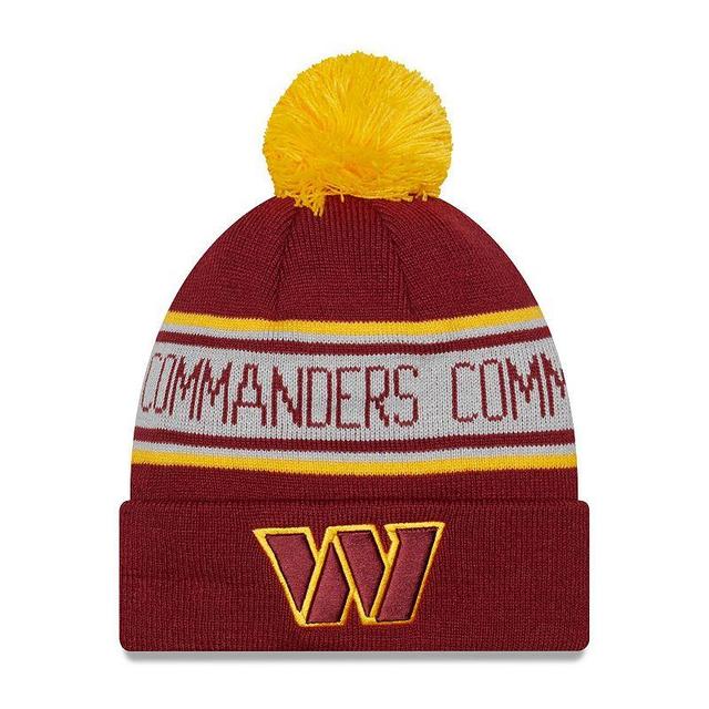 Mens New Era Burgundy Washington Commanders Repeat Cuffed Knit Hat with Pom Product Image