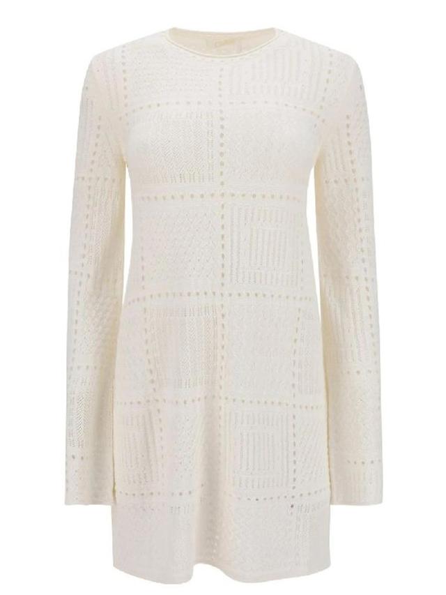 Chloe Ladies Cloudy White Long-sleeve Mini Dress Product Image