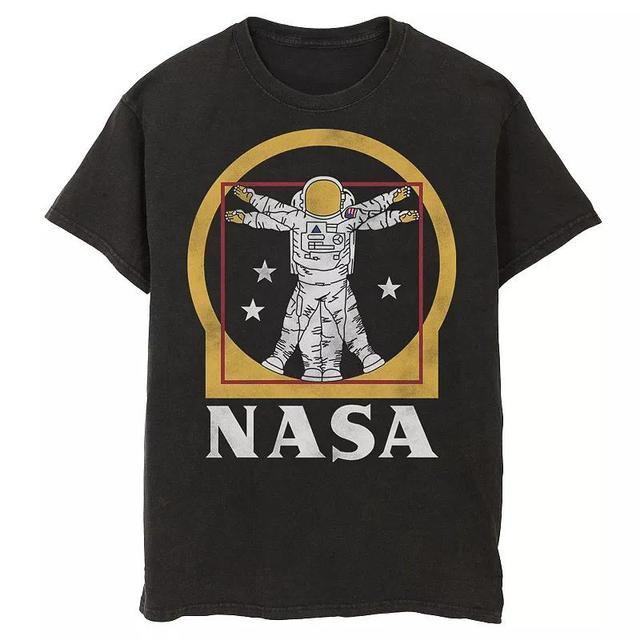 Mens NASA Astronaut Golden Vitruvian Space Man Tee Grey Product Image