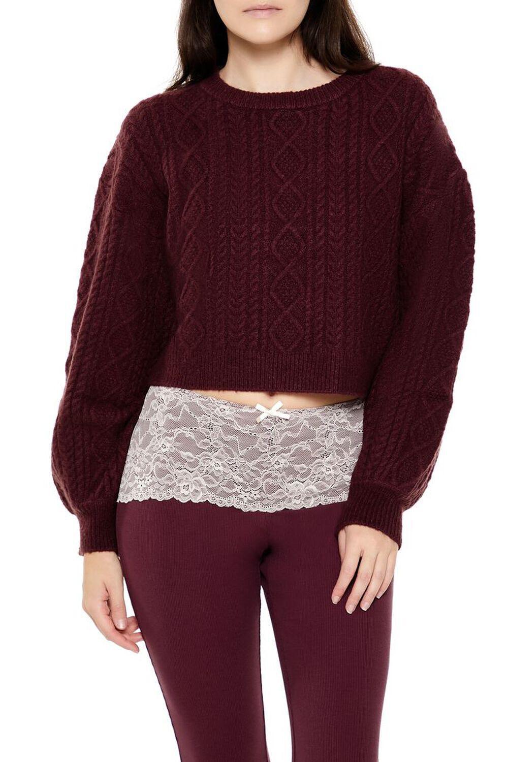 Cropped Cable Knit Sweater | Forever 21 product image