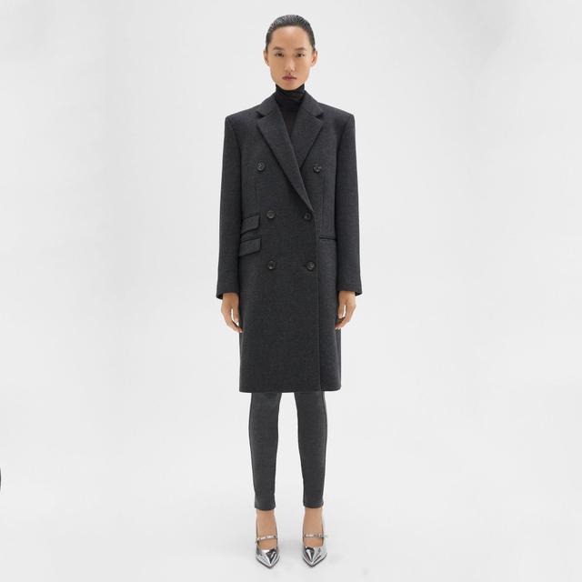 Theory Double-Breasted Coat in Circle Wool  female Product Image