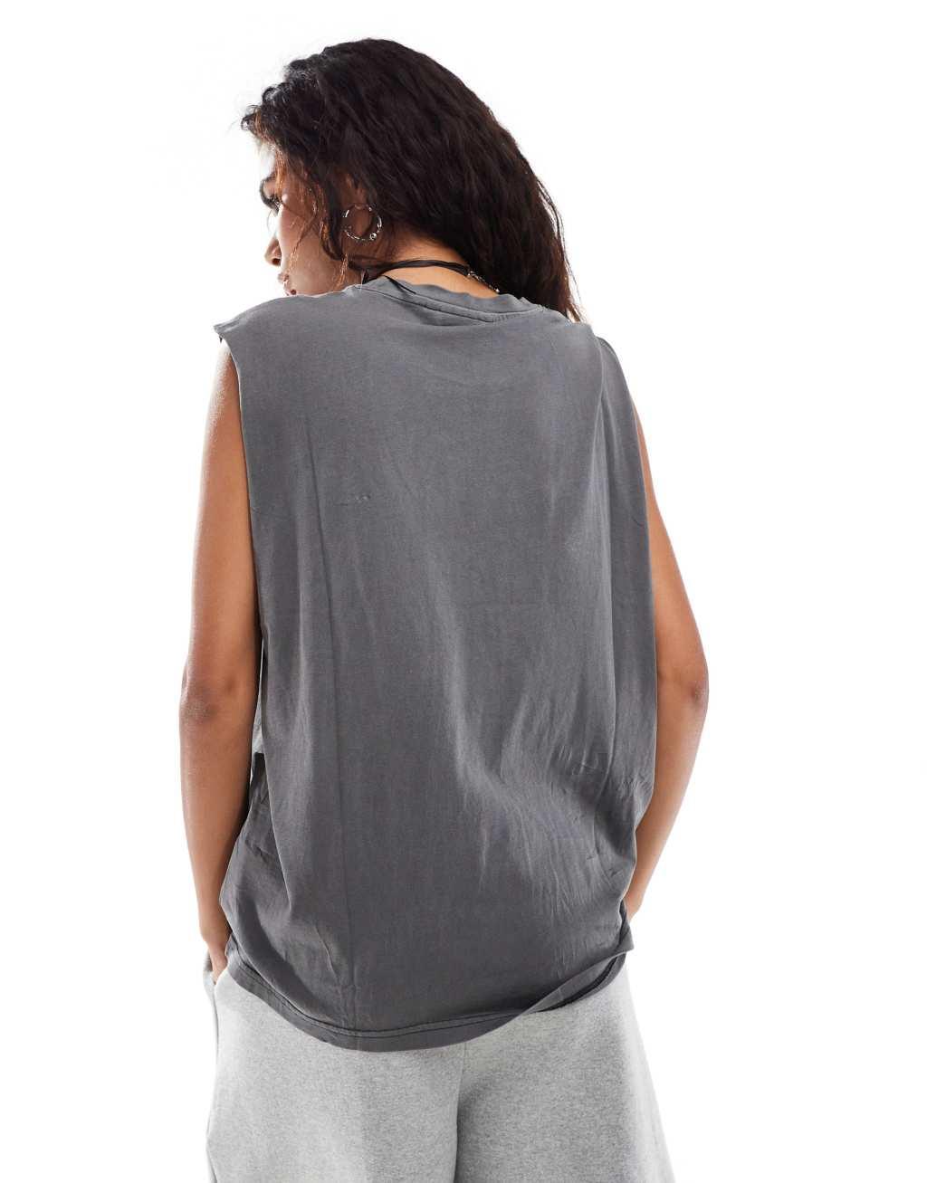 Weekday Enzo sleeveless tank in washed black Product Image