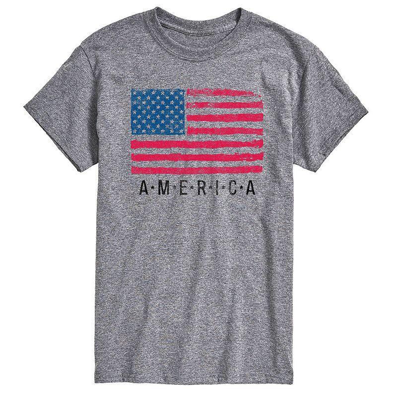 Big & Tall US Flag Tee, Mens Med Grey Product Image