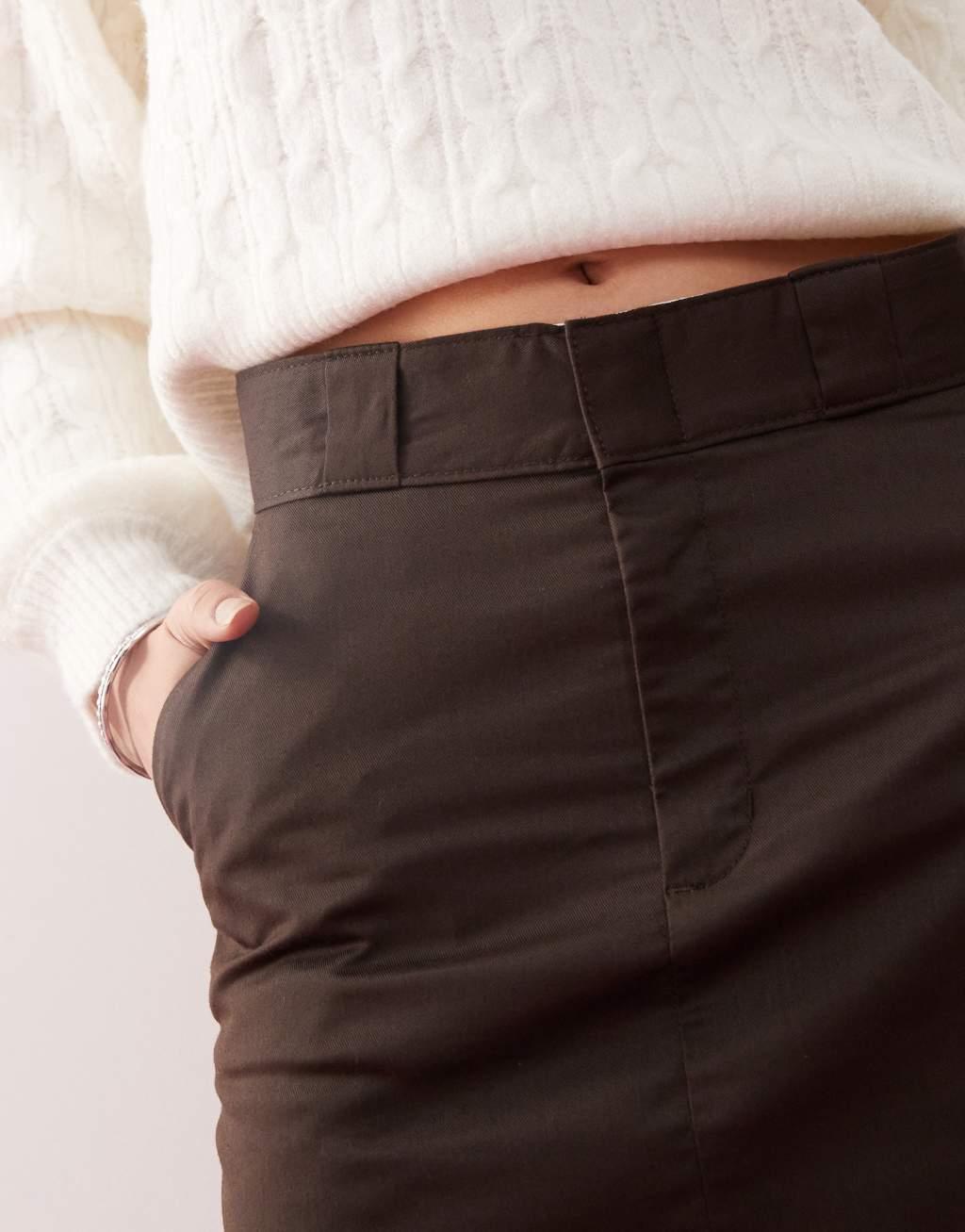 Dickies mini work skirt in dark brown Product Image