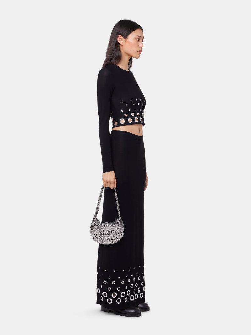 BLACK LONG SKIRT IN JERSEY SECOND-SKIN Product Image