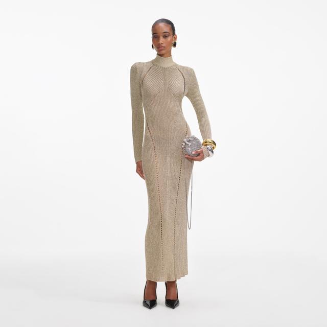 Gold Lurex Knit Maxi Dress Product Image