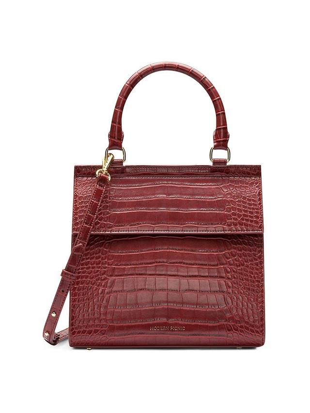 Womens Large Luncher Embossed Faux Leather Shoulder Bag Product Image