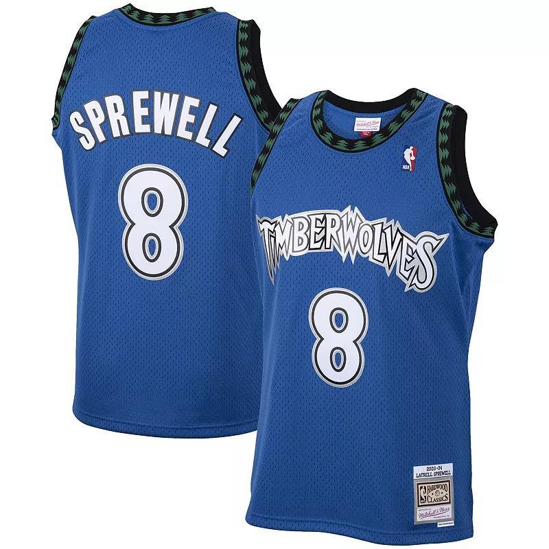 Mens Mitchell & Ness Latrell Sprewell Blue Minnesota Timberwolves 2001/02 Hardwood Classics Swingman Jersey - Blue Product Image