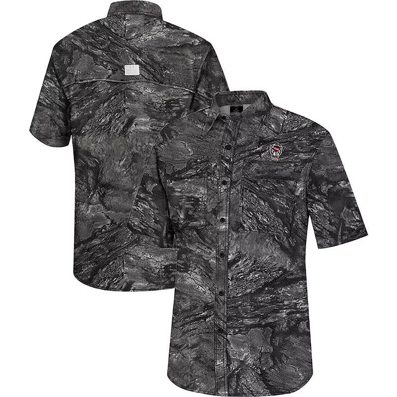 Mens Colosseum Charcoal Oregon State Beavers Realtree Aspect Charter Full-Button Fishing Shirt Product Image