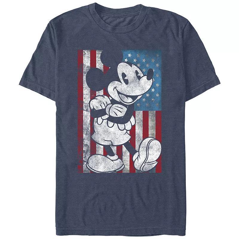 Disneys Mickey Mouse Mens USA Distressed Style Graphic Tee Navy Grey Product Image