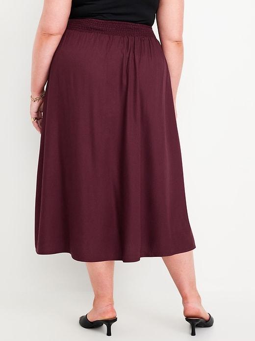 Smocked-Waist Midi Skirt Product Image