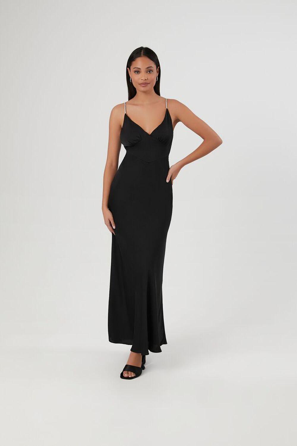 Satin V-Neck Maxi Slip Dress | Forever 21 Product Image