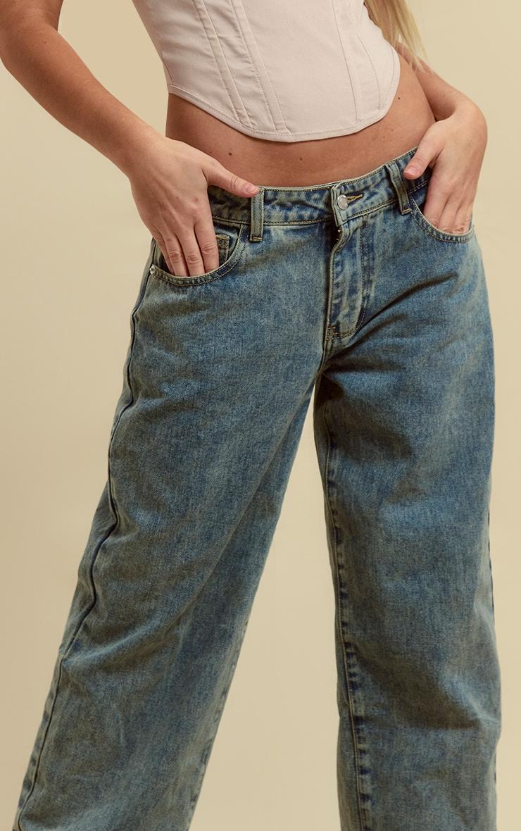 Vintage Wash Frayed Hem Boyfriend Jeans Product Image