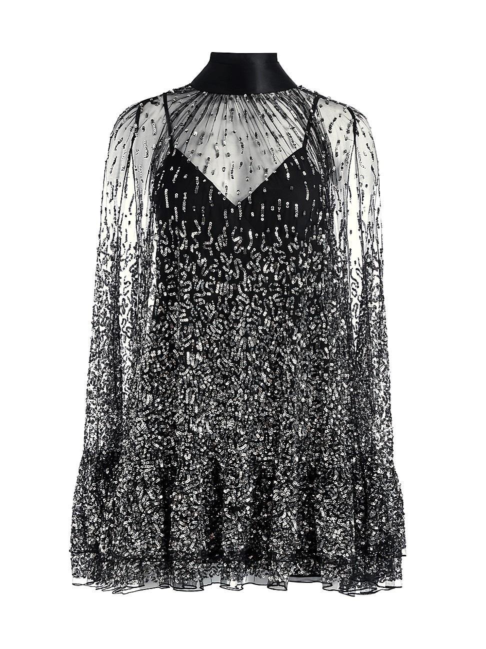 Womens Zenon Sequined Cape Minidress Product Image