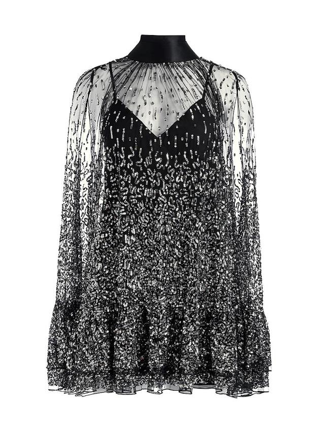 Womens Zenon Sequined Cape Minidress Product Image