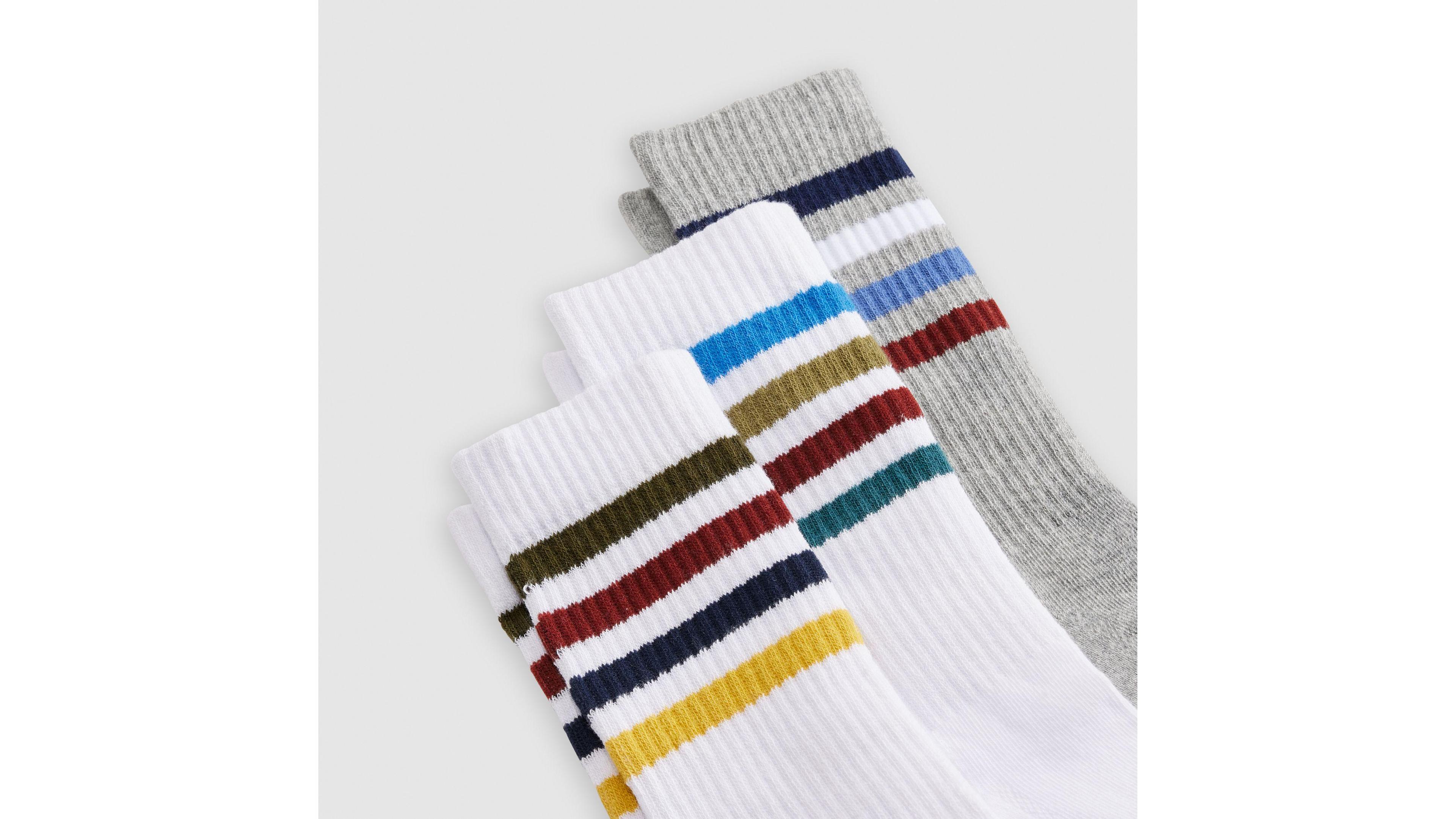 Retro Striped Athletic Crew Socks Product Image