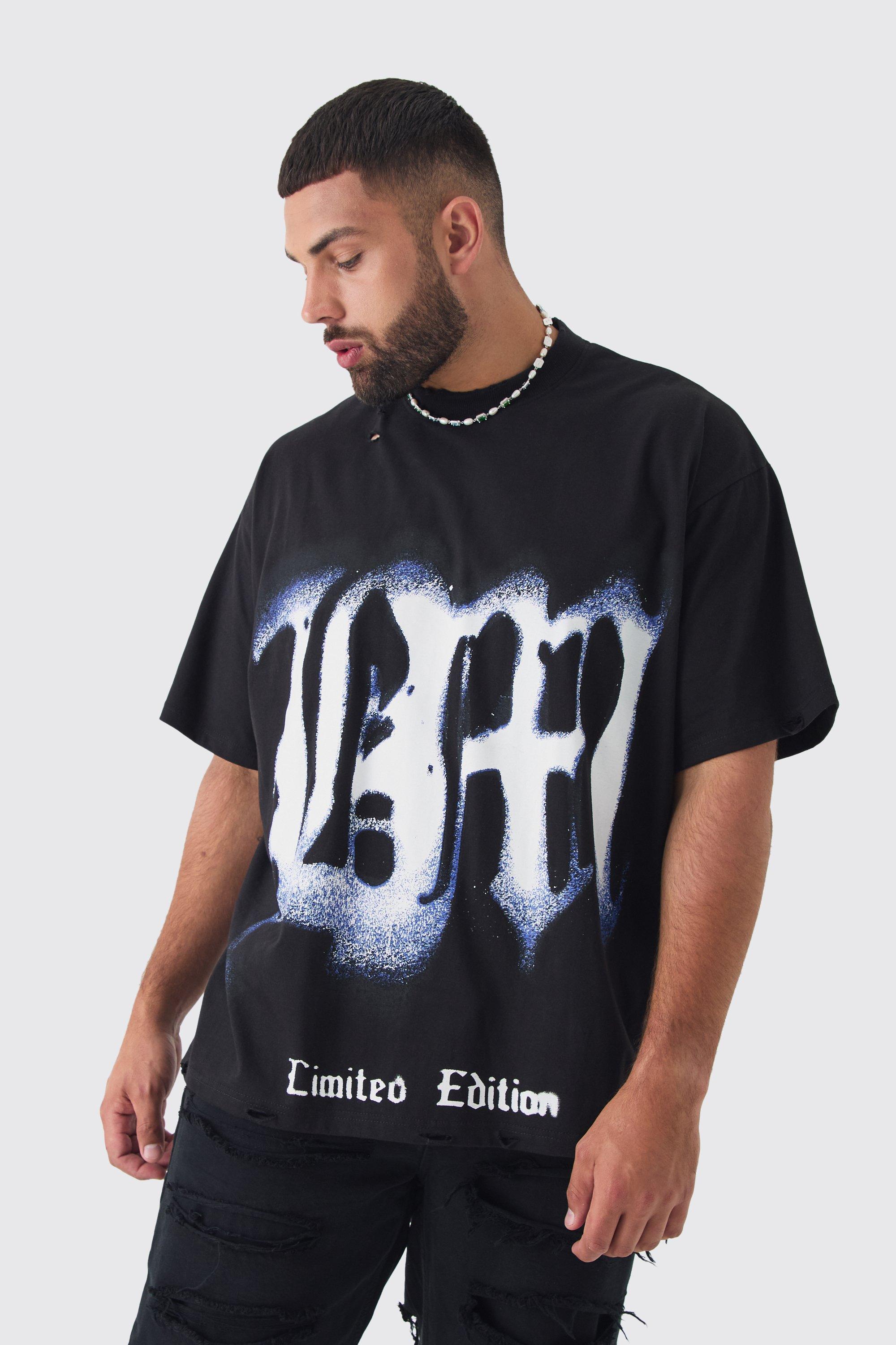 Plus Oversized Extended Neck Limited Edition T-shirt | boohooMAN USA Product Image