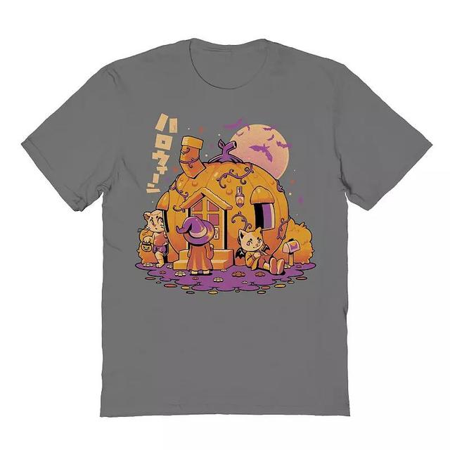 Mens Purrpkin House Halloween Graphic Tee Grey Product Image