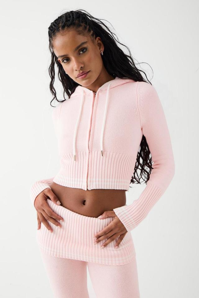 Aimee Cloud Knit Zip Up Hoodie - Rosebud Pink Product Image