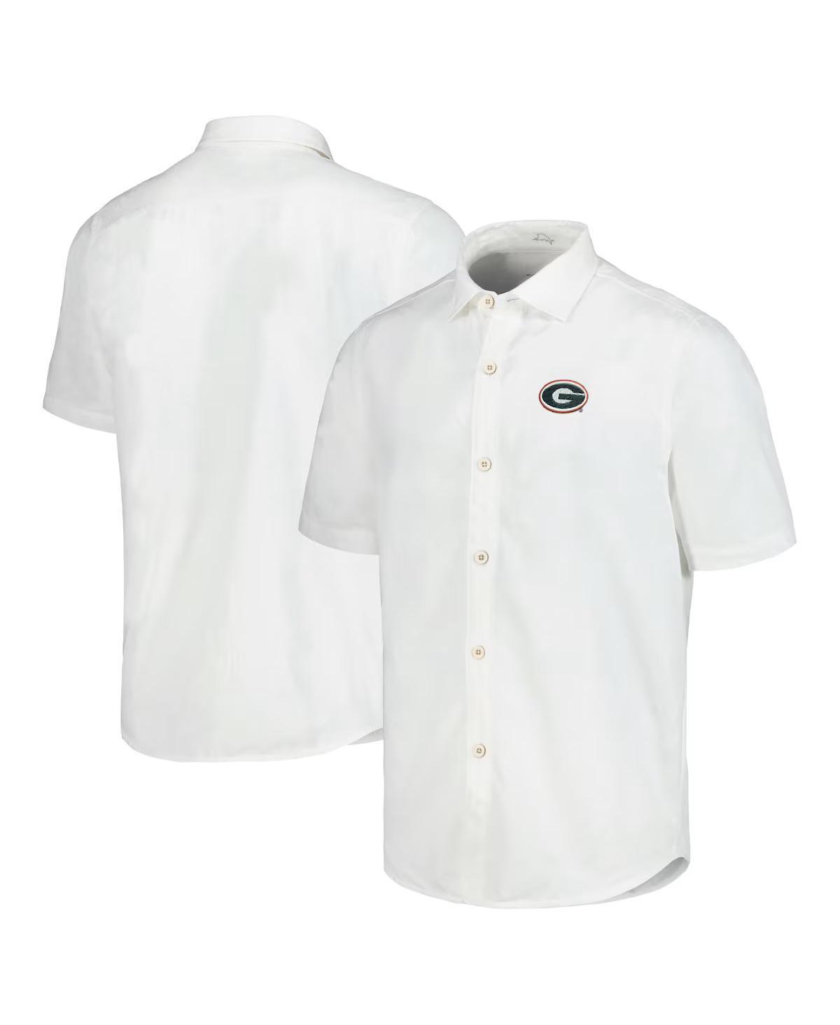 Tommy Bahama Mens White Ohio State Buckeyes Coconut Point Palm Vista IslandZone Camp Button-Up Shirt Product Image