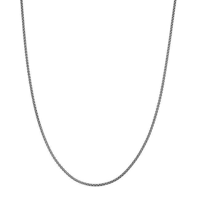 Mens LYNX Stainless Steel Box Chain Necklace Grey Product Image