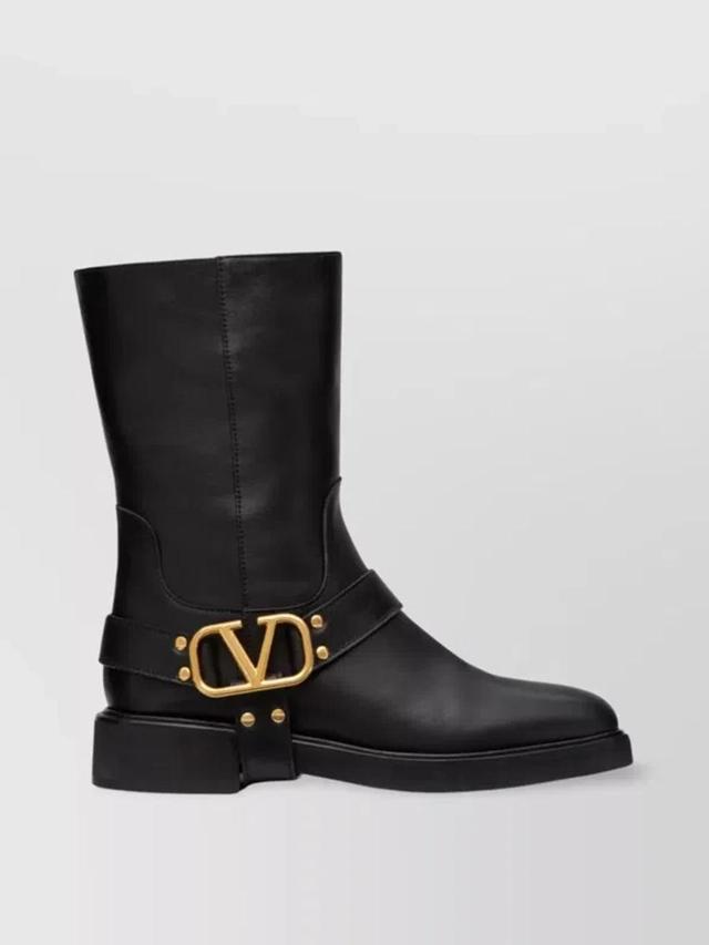 Vlogo Signature Leather Boots In Black Product Image