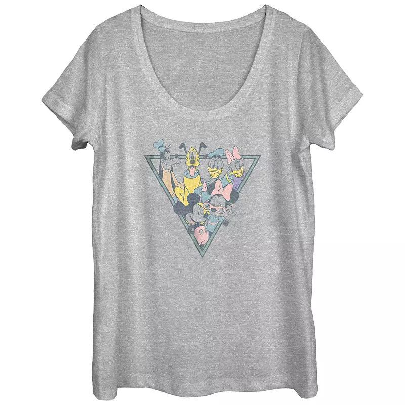 Disneys Mickey Mouse And Friends Colors Popping Scoop Neck Juniors Graphic Tee, Womens Athletic Grey Product Image