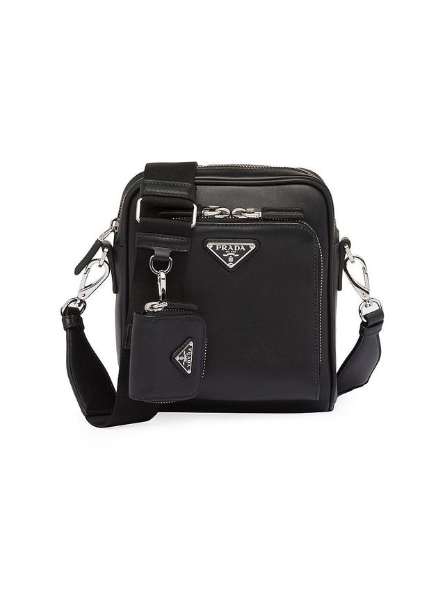 Mens Leather Shoulder Bag With Pouch Product Image