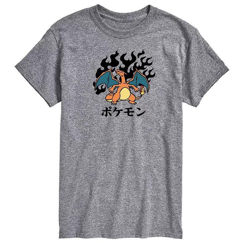 Mens Pokemon Charizard Flash Fire Tee Athletic Grey Gray Product Image