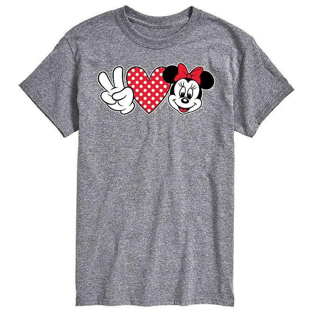 Big & Tall Disney Peace Love Minnie Tee, Mens Med Grey Product Image