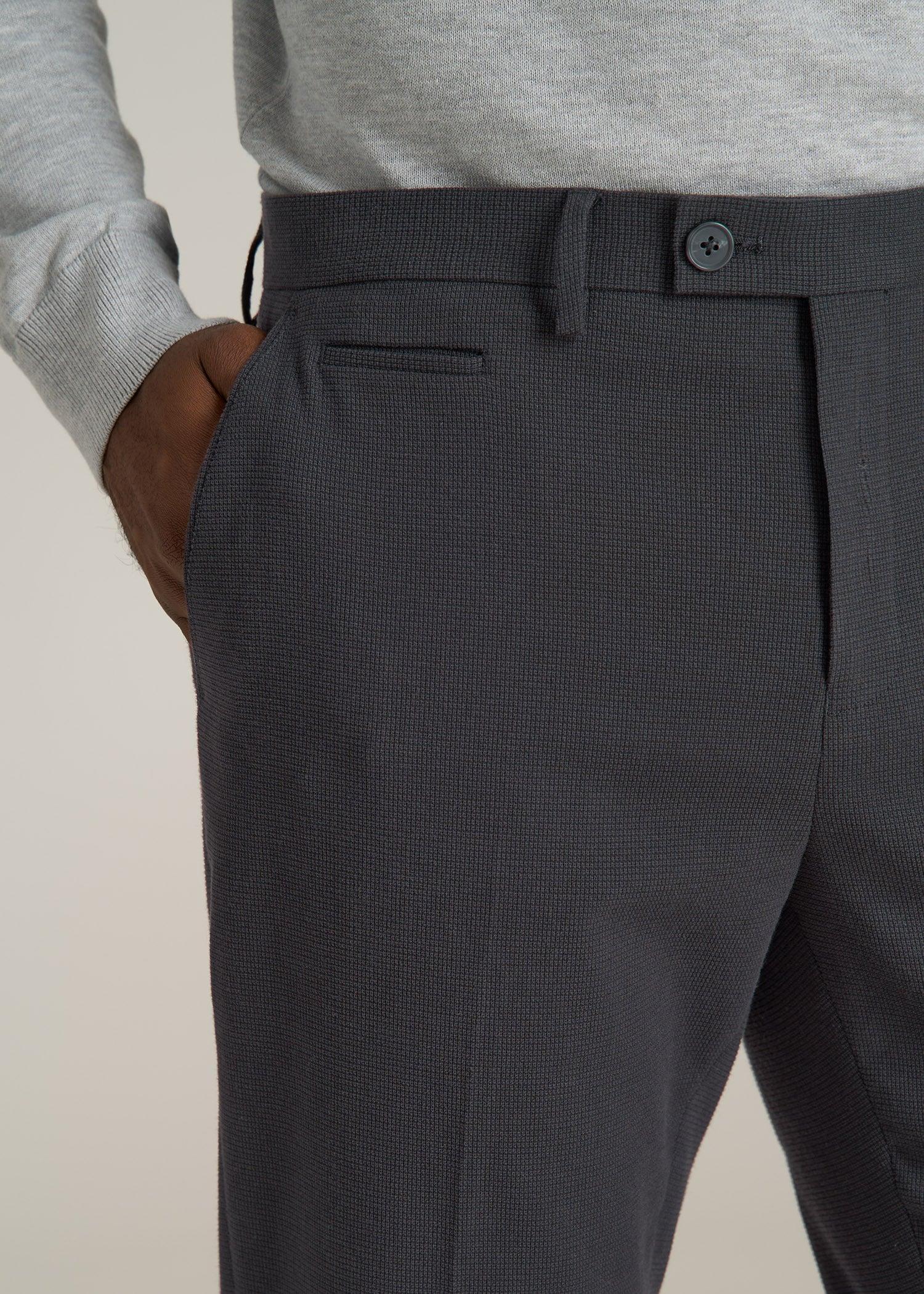 Garment Washed Stretch Chino Suit Pants for Tall Men in Iron Grey Product Image