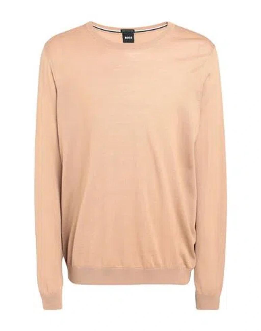 HUGO BOSS Boss Man Sweater Camel Size Xl Virgin Wool In Beige Product Image