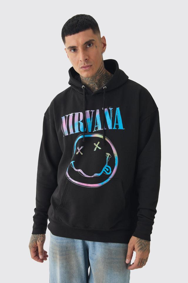 Tall Oversized Nirvana Face License Print Hoodie | boohooMAN USA Product Image