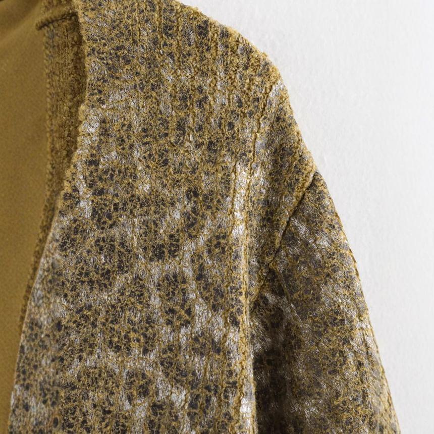 V-Neck Leopard Print Button-Up Cardigan Product Image