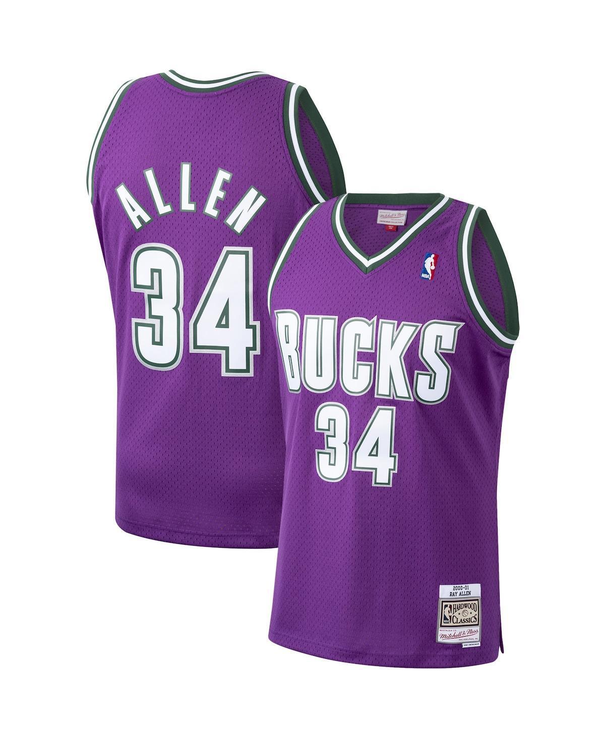 Mens Mitchell & Ness Ray Allen Kelly Milwaukee Bucks Hardwood Classics Swingman Jersey Product Image