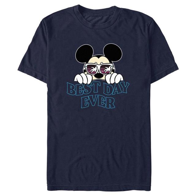 Men's Mickey & Friends Tropical Best Day Ever  T-Shirt - Navy Blue - Small Product Image