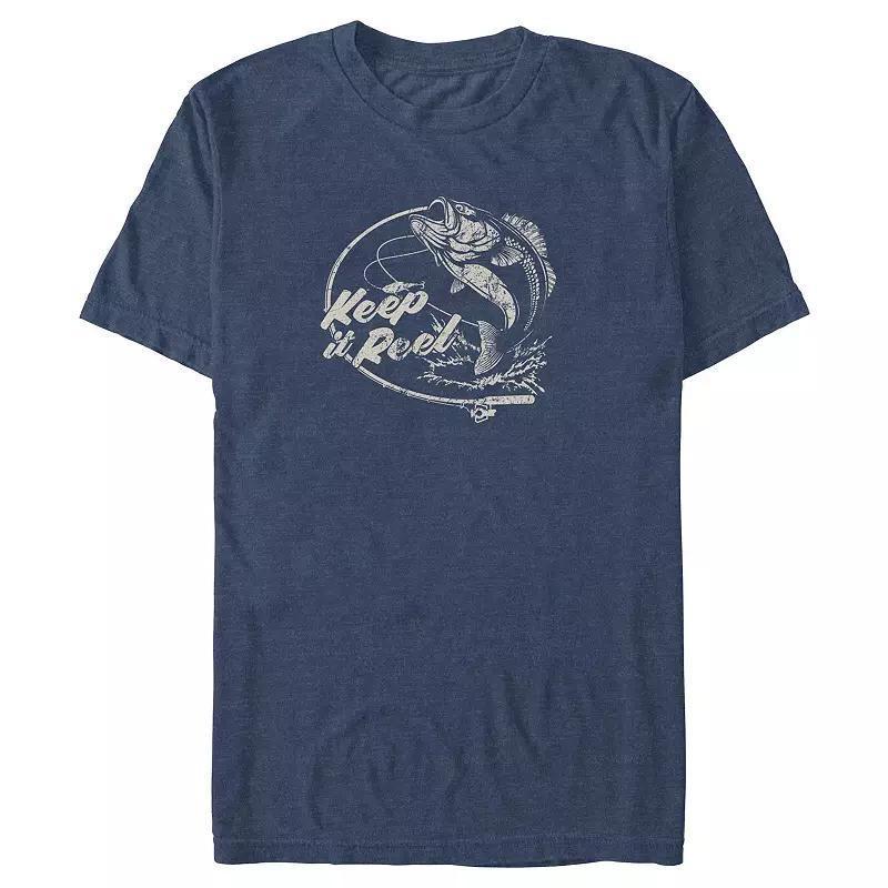 Big & Tall Fishing Keep It Real Graphic Tee, Mens Navy Grey Product Image