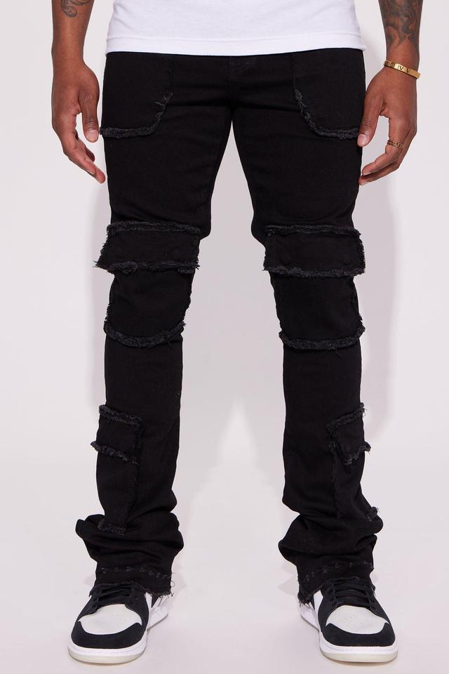 Can I Cargo Stacked Skinny Flare Jeans - Black Product Image