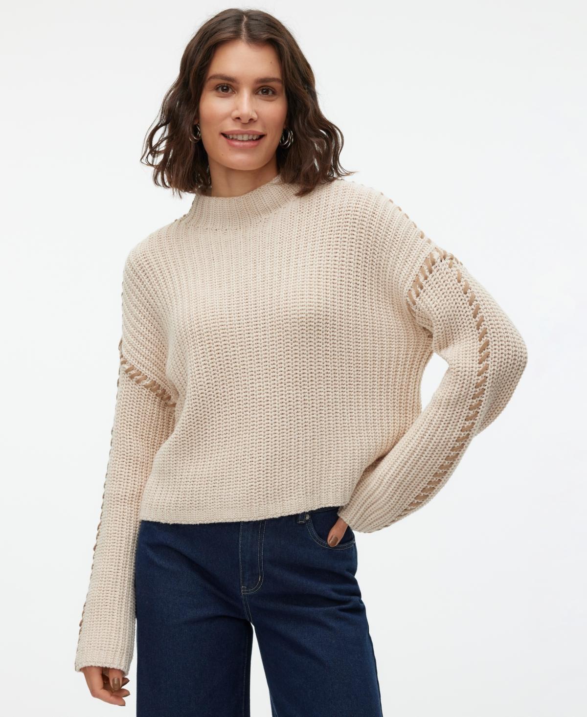 Vero Moda Womens Whipstitched Mock-Neck Sweater product image