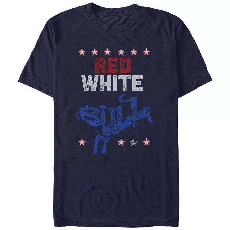 Mens Professional Bull Riders Red White Bull Graphic Tee Blue Product Image